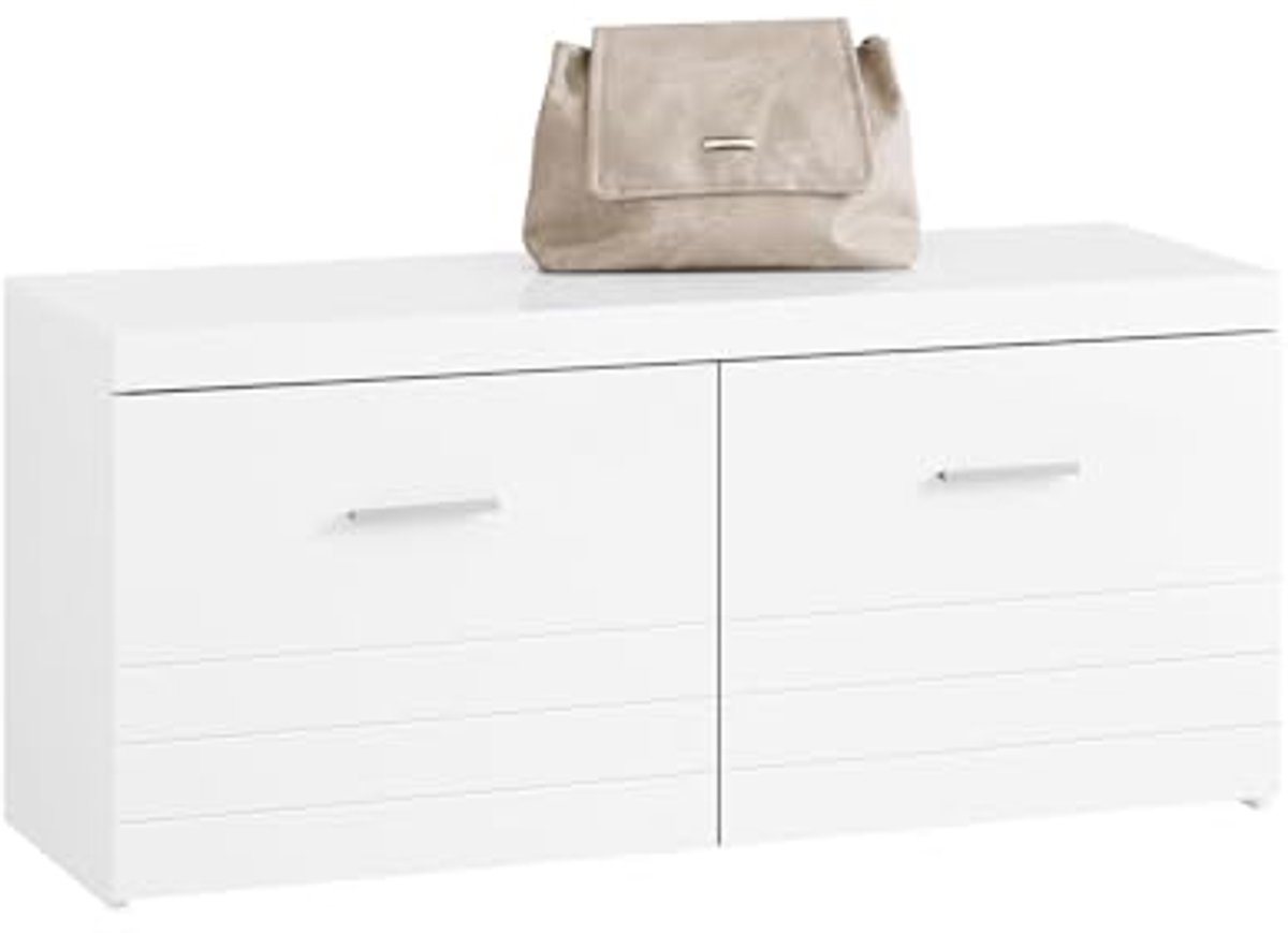 Schoenenbank met Opbergruimte en Zitting voor Hal, Wit, 100 x 45 x 35 cm, Ruimtebesparend (6154022813804)