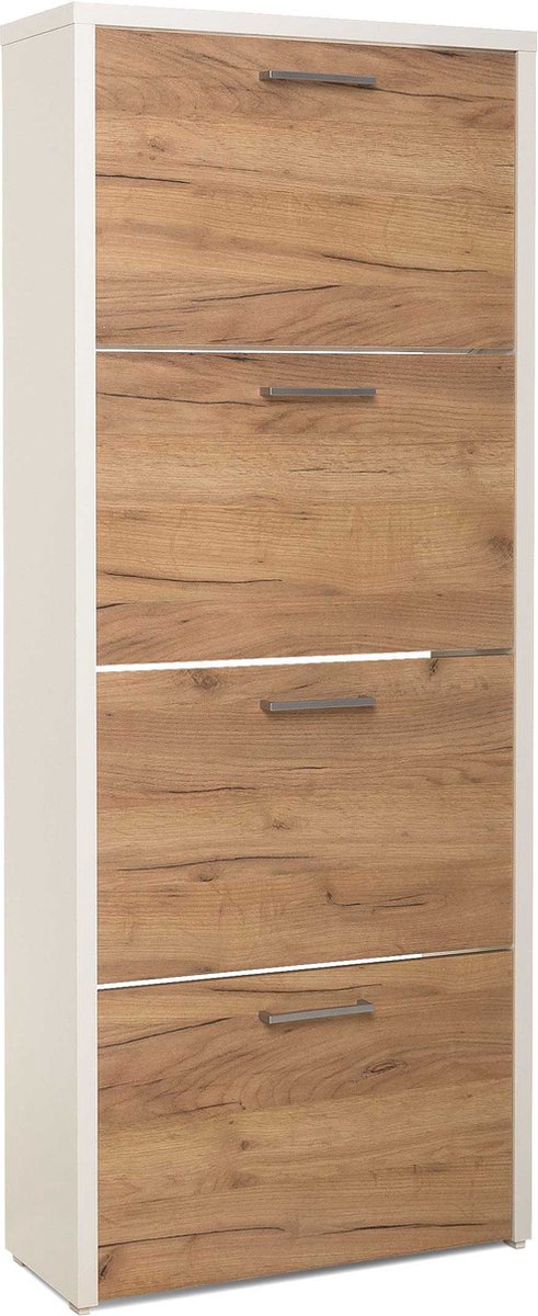 Schoenenkast Fulda 4 laden - wit/eik (4251182705719)