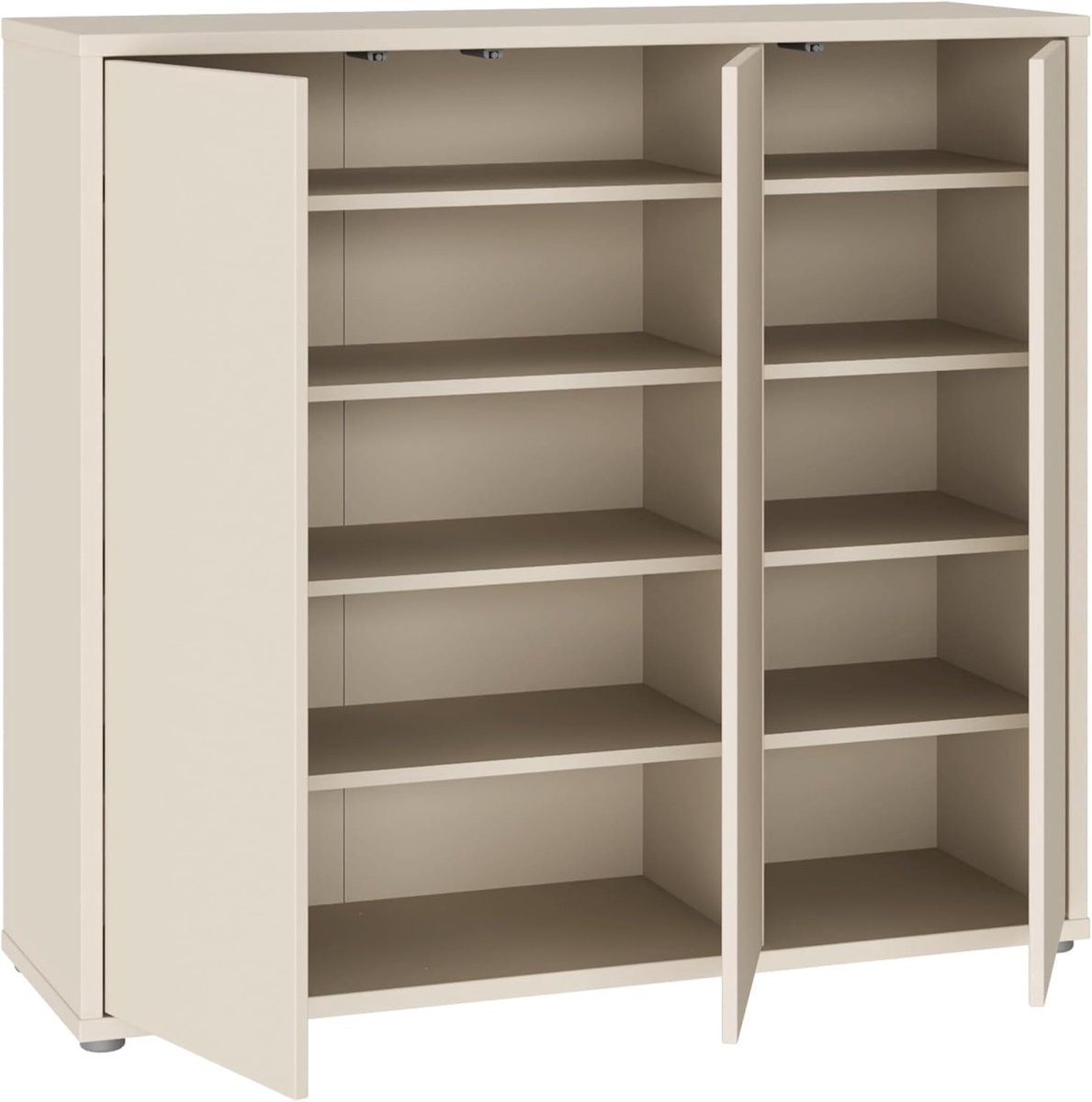 Schoenenkast HomeByNicole Alice - Moderne Halkast met 3 Deuren en 8 Legplanken - Schoenen Opbergkast van Hout - Kashmir Beige - 109 cm Breed x 99 cm Hoog x 35 cm Diep - Compacte en Stijlvolle Schoenen Organizer voor de Hal of Slaapkamer (9503422735532)