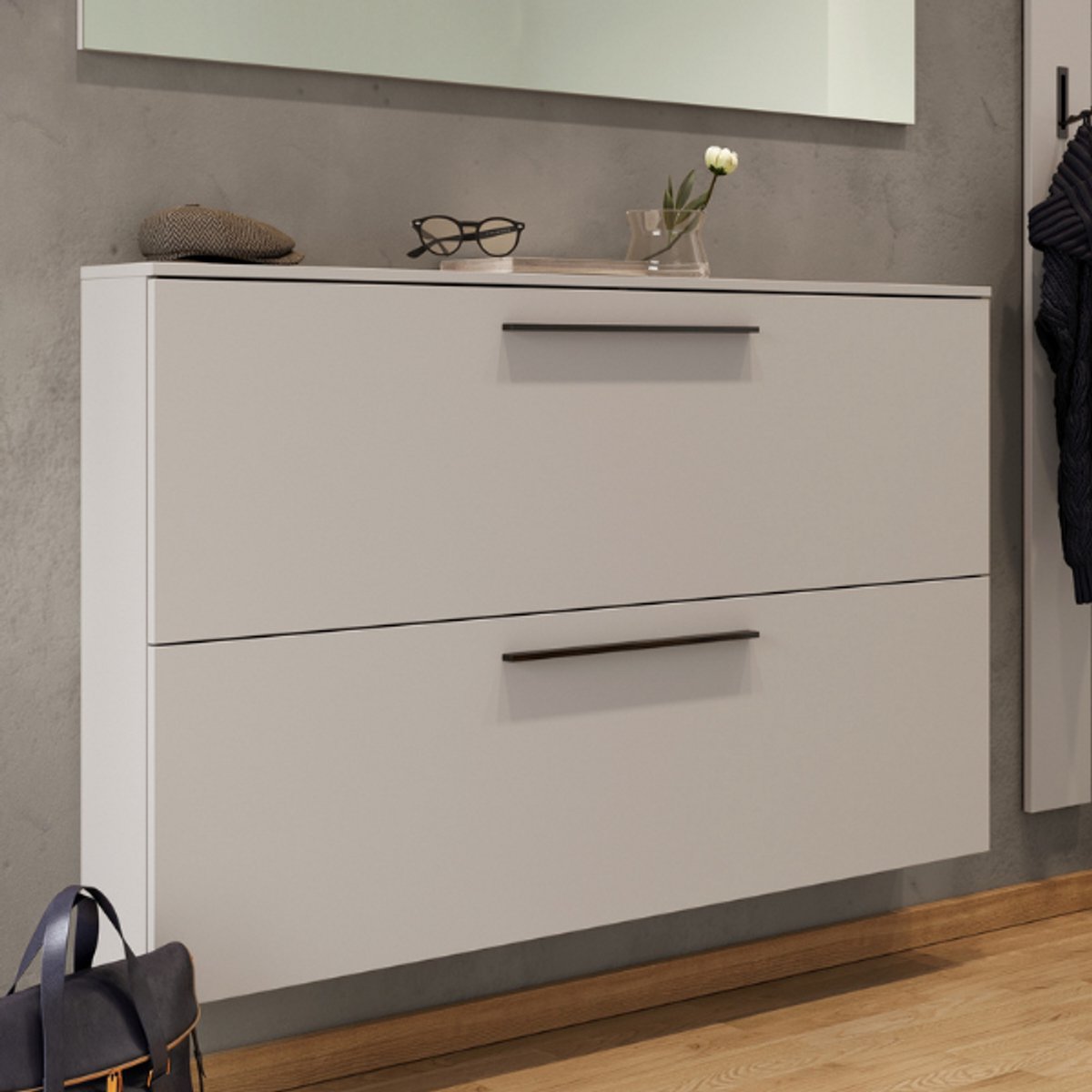 Schoenenkast Jonas 140cm met twee deuren - kasjmier beige (4005949257627)