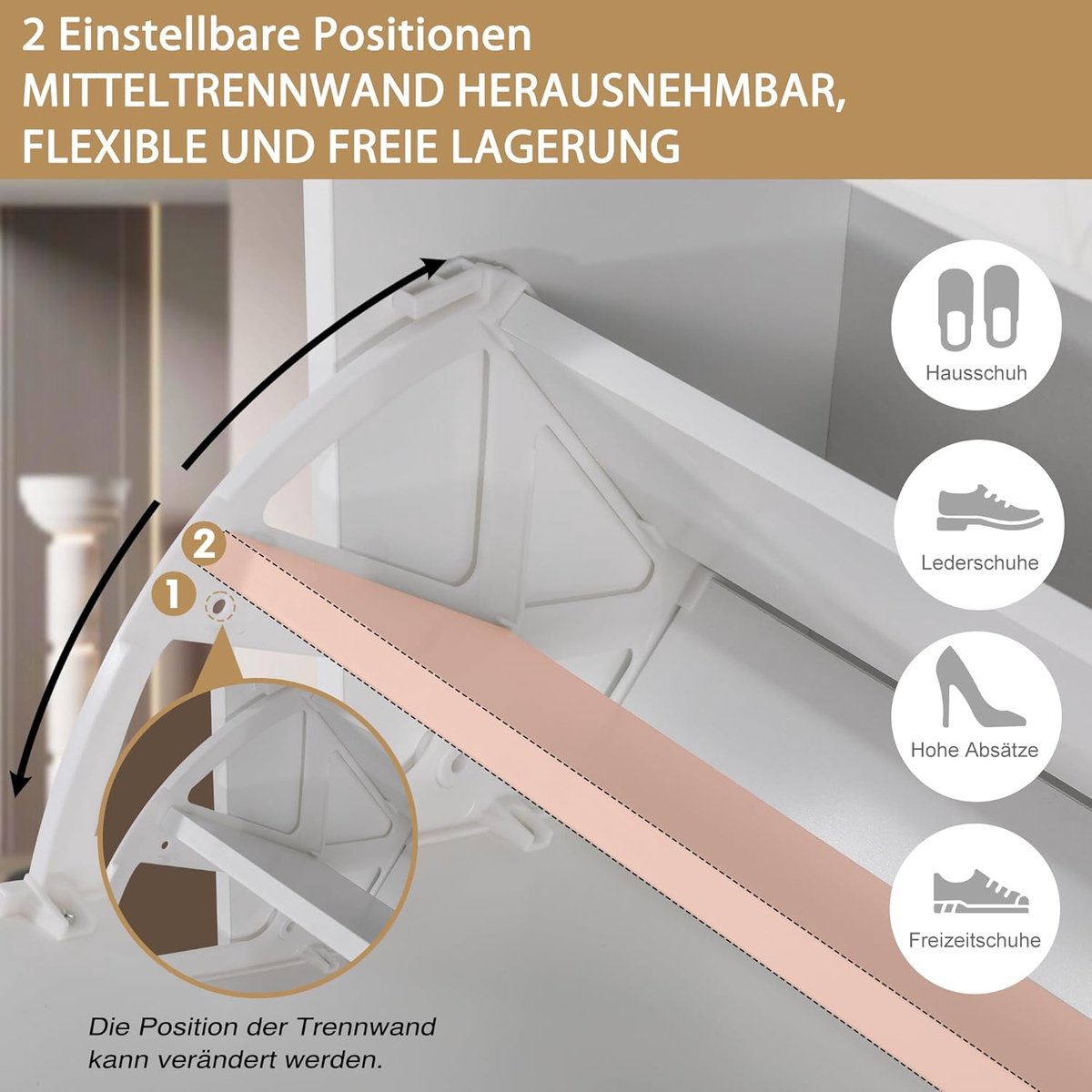 Schoenenkast Smal met 2 Kleppen en 1 Lade - HomeByNicole Moderne Witte Schoenenopberger voor Hal, 16 Paar Schoenen, Ruimtebesparend, Anti-Kantel, MDF & Metaal, 80 x 24 x 120 cm (9503278454793)