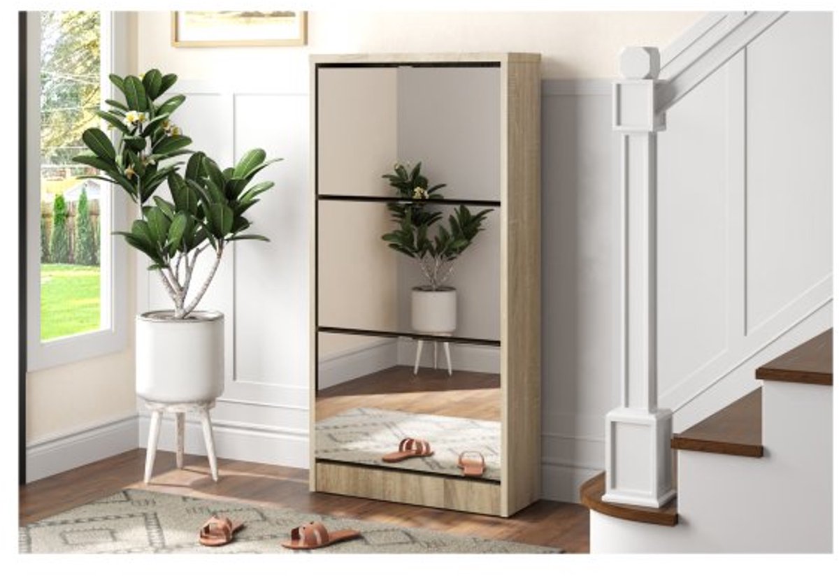 Schoenenkast - Spiegel & 3 laden - Sonoma (8721378218485)