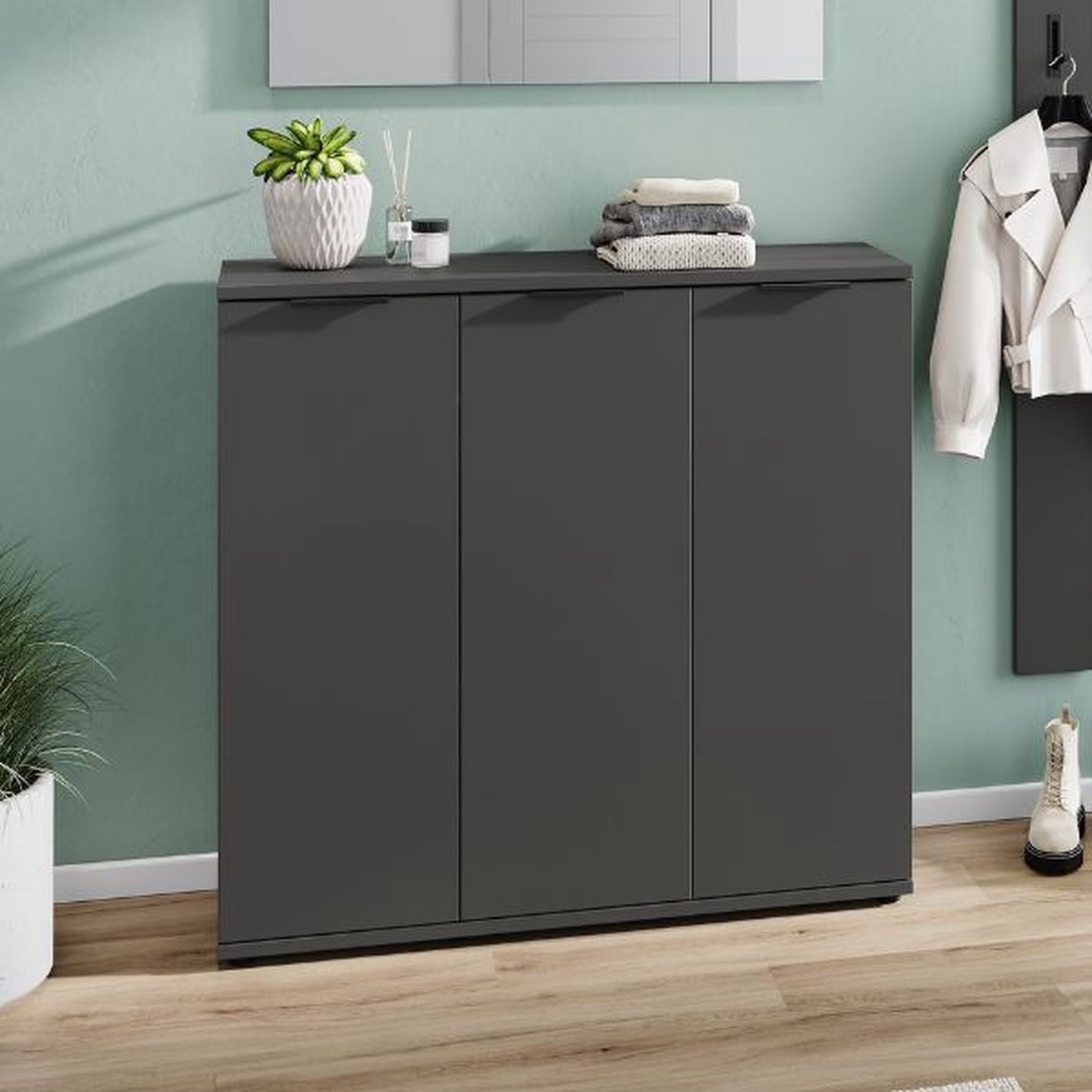 Schoenenkast Willian | 113 x 37 x 108 cm | Antracietkleurig (4005949360938)