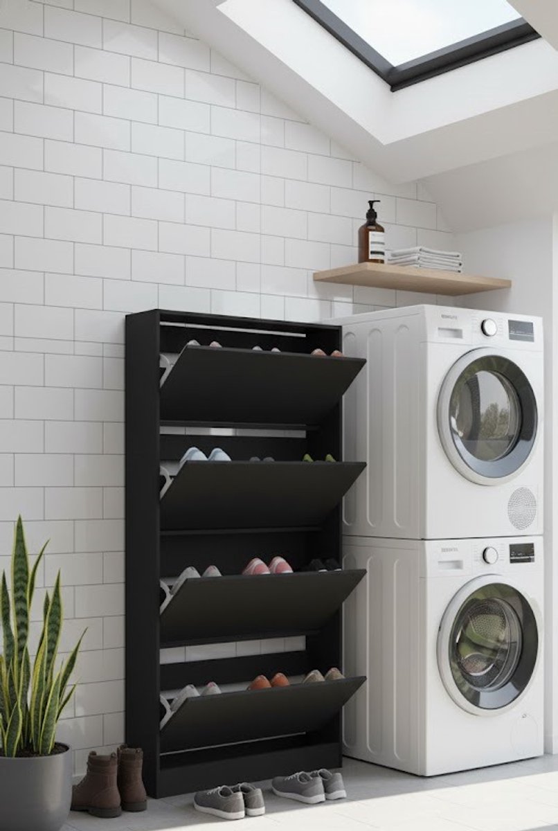 Schoenenkast met 4 Klappen - Stijlvolle Schoenopberger voor Kleine Ruimtes - 80x21x163,5 cm - Modern Design, Ideaal voor Gang of Woonkamer Medahomestore (9504428818120)