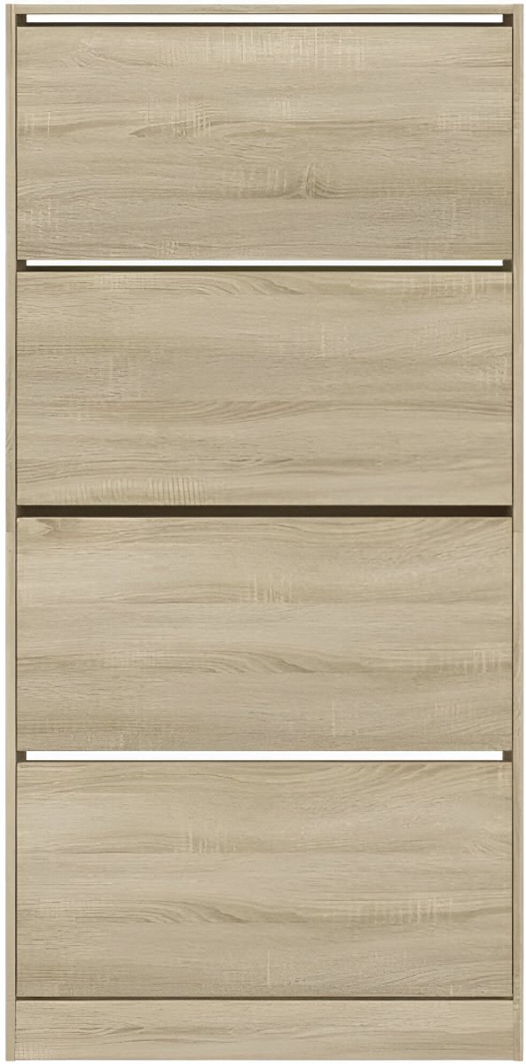 Schoenenkast met 4 Kleppen Sonoma Eiken - Industrialhome Deluxe Schoenenorganizer 80x21x163,5 cm - Ruimtebesparende Hal Kast - Modern Schoenenrek met Opbergruimte - Gangmeubel voor Schoenen en Accessoires (9509416119319)