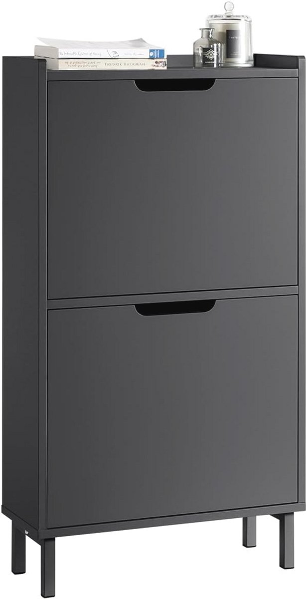 Schoenenkast met Kleppen en Legplanken voor Hal - Zwart 50x90x19 cm (6154517817836)