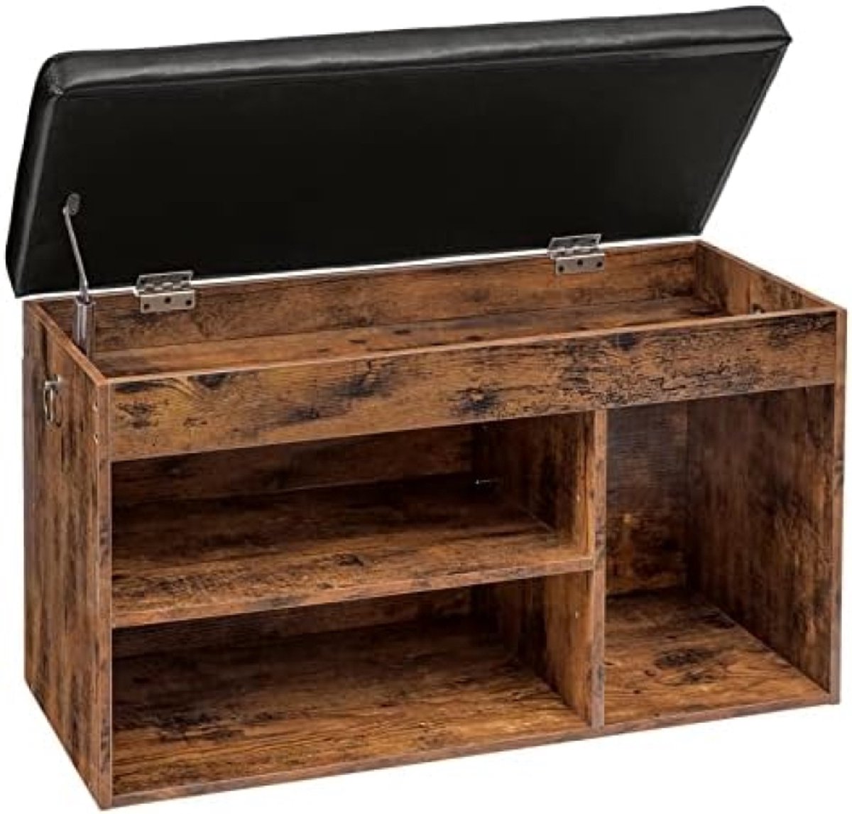 Schoenenkast met scharnierend deksel en verstelbare planken, stevige schoenenkruk met comfortabel kussen, ruimtebesparend in de hal, gang, woonkamer (6096239063057)