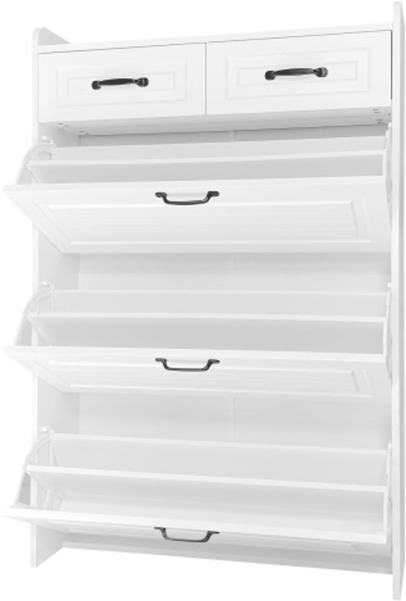 Schoenenkast opbergkast 80x 23,5x 131 cm Drie Grote Deuren Twee Laden Houten Schoenenrek Geschikt Voor Inkomhallen En Woonkamers (4255890926602)