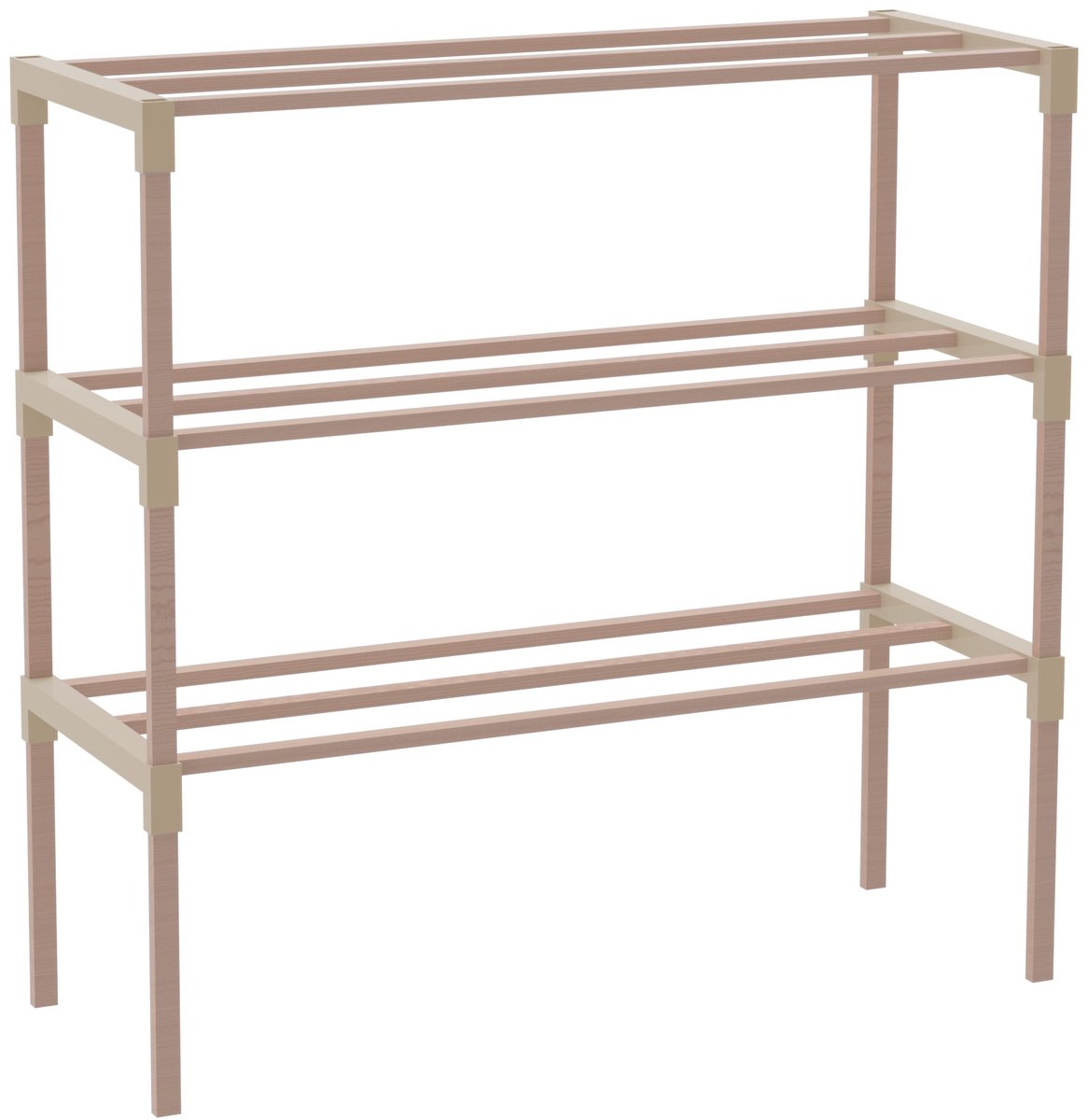 Schoenenrek 3 Lagen - Beige - Houten Schoenenkast - Compact & Ruimtebesparend Schoenenrek voor 9+ Paar - Modern Design - 51 x 23 x 57 cm (8693807255692)
