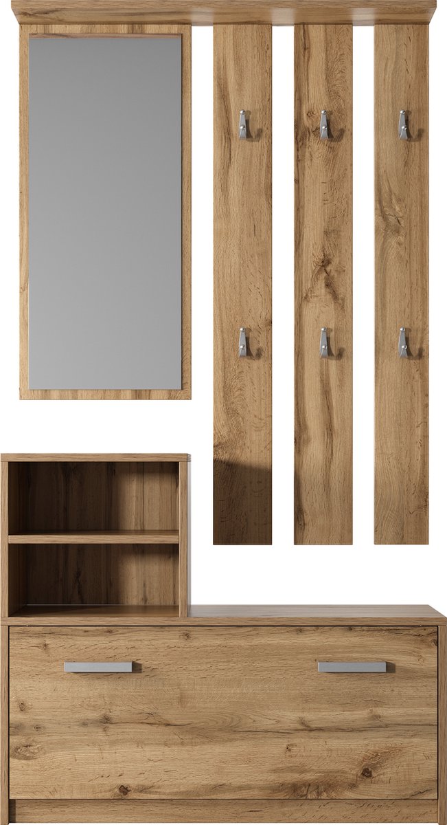 Selsey Yesfir - Hal set met spiegel - Eiken Wotan (5903025323046)