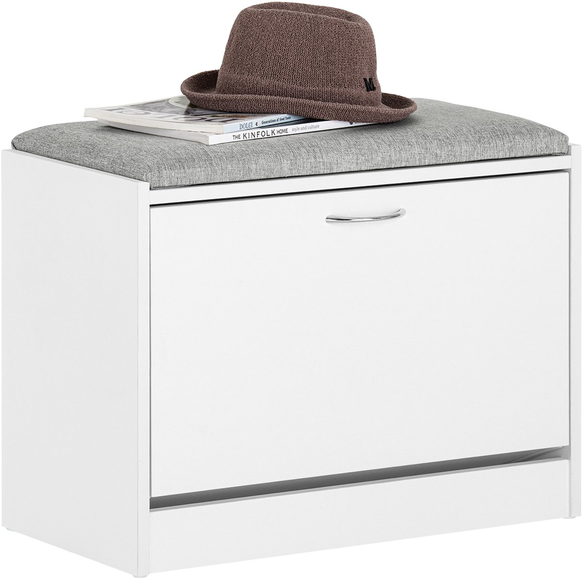 SoBuy FSR16-HG Opbergbank - Lichtgrijs Houten Compositie Schoenenrek (4251388624616)