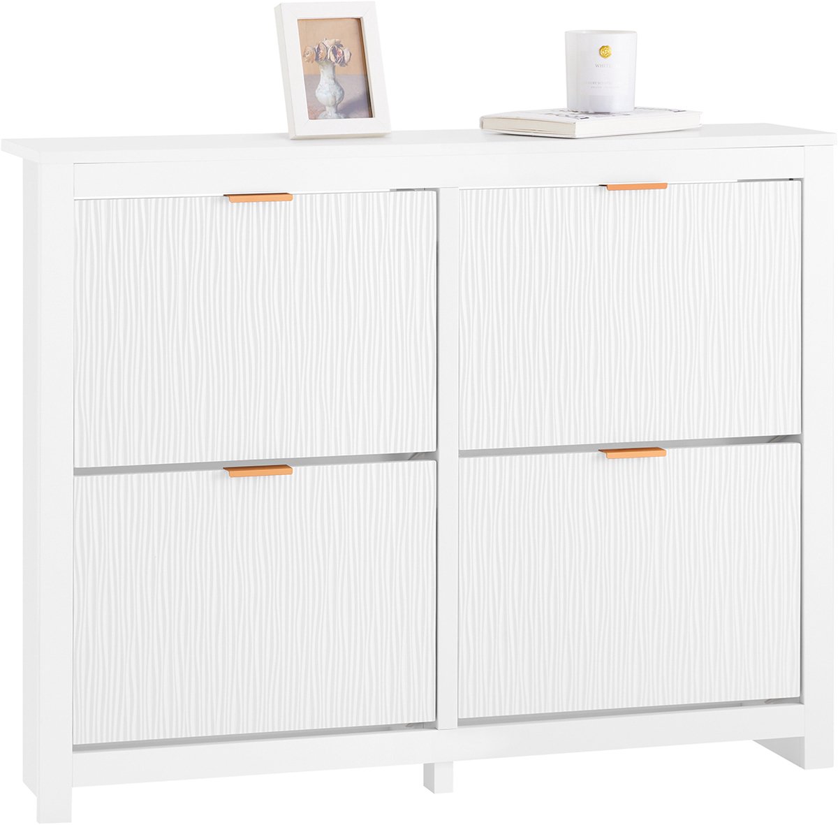 SoBuy FSR186-W Entreekast - Witte Schoenenopbergkast met 4 Kleppen (4251388631898)