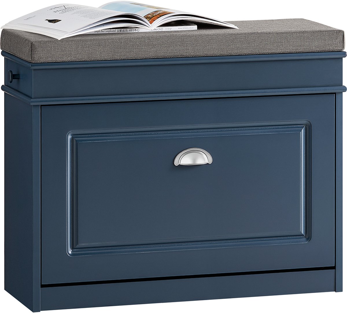 SoBuy FSR82-L-B Schoenenbank - Blauwe Opbergbank met Klep & Lade (4251388634066)