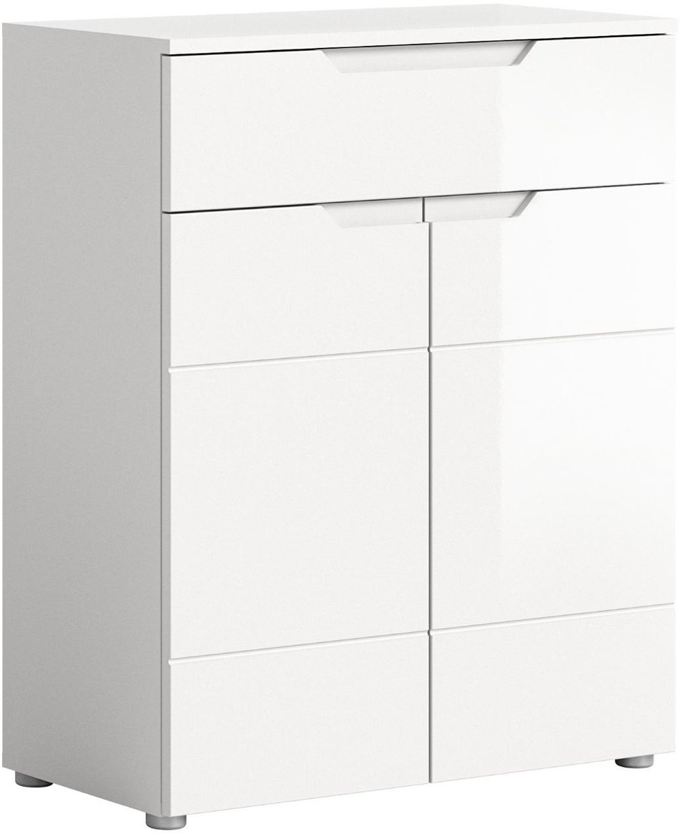 Solero schoenenkast 2 deuren, 1 lade wit hoogglans, wit. (4066432032770)