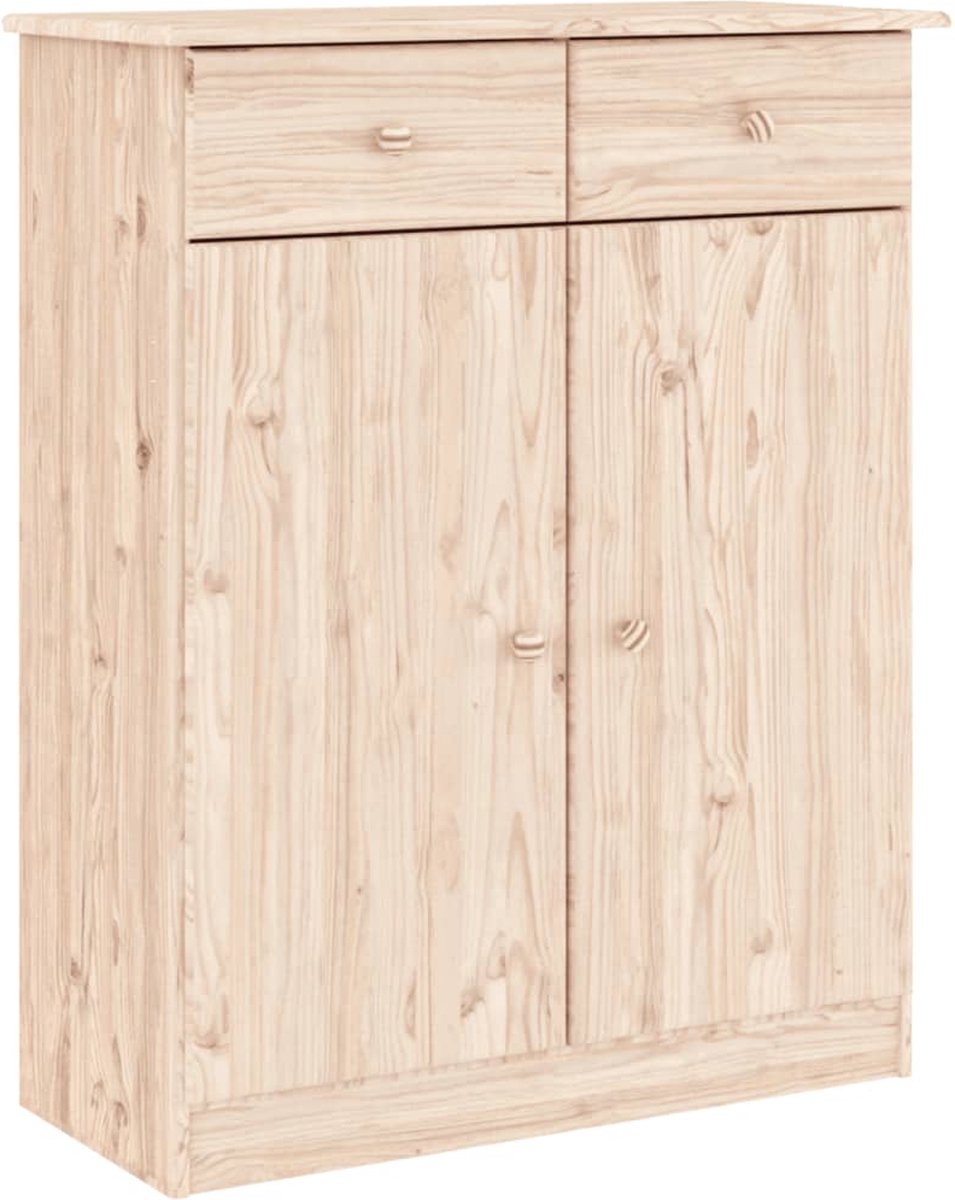 The Living Store Schoenenkast ALTA 77x35x96 cm massief grenenhout - Schoenenkast - Grenenhouten Kast - Schoenen Organisatie - Opbergkast - Entreehal Furniture (8721194165413)