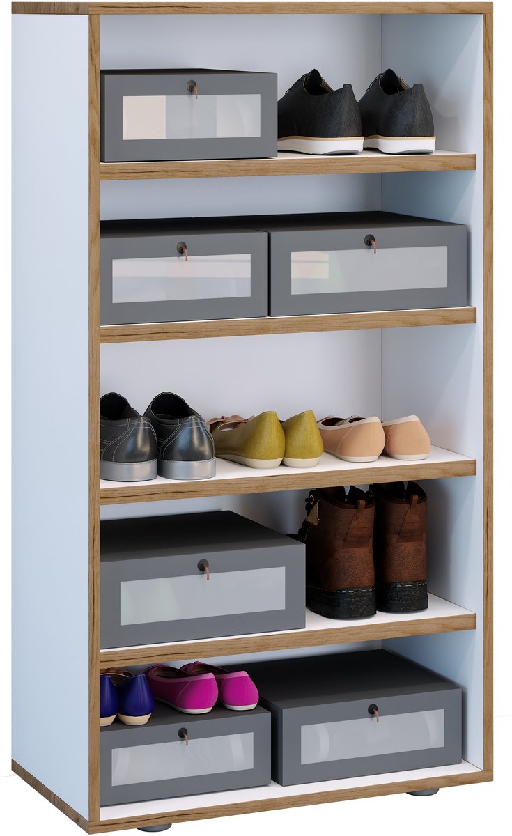 VCM Holz Schuhregal | Maße ca. H. 110 x B. 60 x T. 33 cm | Schuhkommode mit 5 Fächer | Schuhschrank - Salia 5fach B. 60 cm (4051814446153)