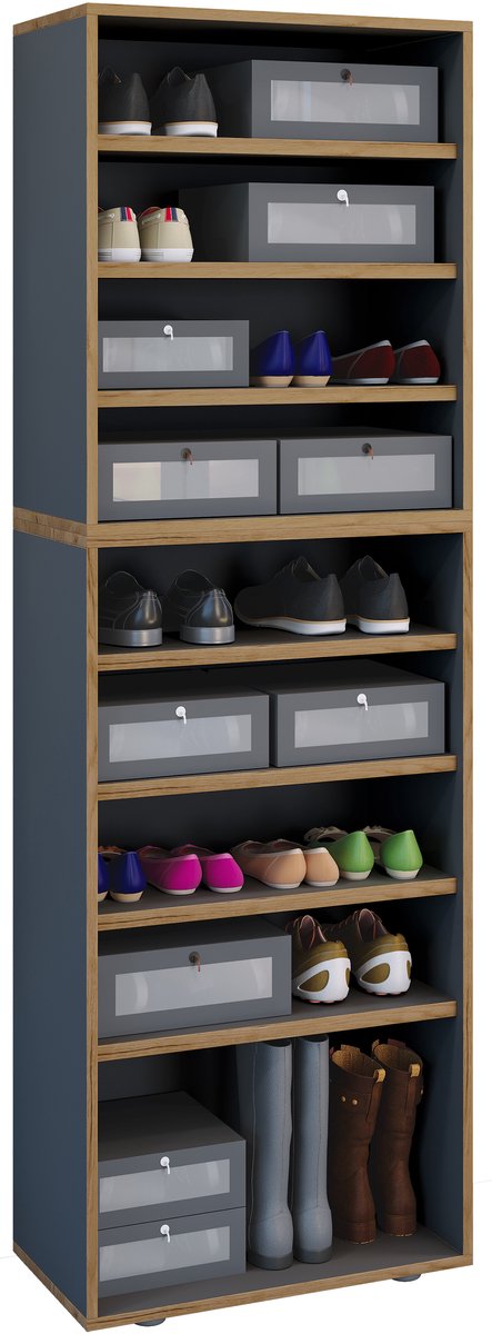 VCM Holz Schuhregal | Maße ca. H. 183 x B. 60 x T. 33 cm | Schuhkommode mit 9 Fächer | Schuhschrank - Salia 9fach B. 60 cm (4051814446221)