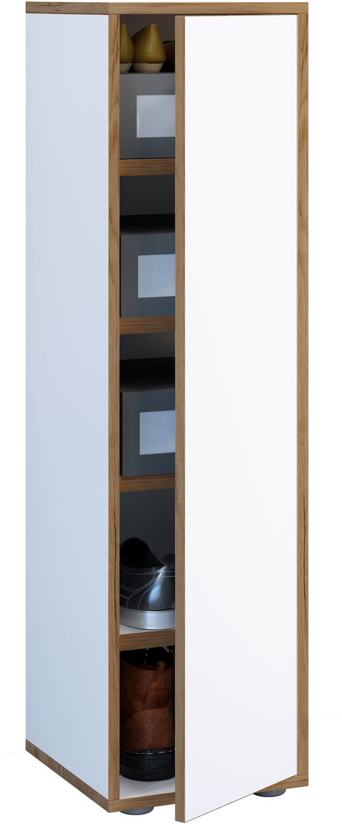 VCM Holz-Schuhschrank | Maße: B. 30 x H. 110 x T. 33 cm | Allzweckschrank | 5 Fächer | 1 Drehtür - Salia Breite 30 cm (4051814446252)