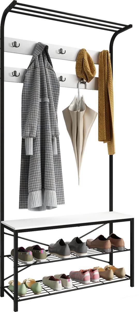 VCM Houten metalen bank schoenenkast schoenenrek kapstok kapstokTaliro Houten metalen bank schoenenkast schoenenrek kapstok kapstokTaliro (4051814436765)