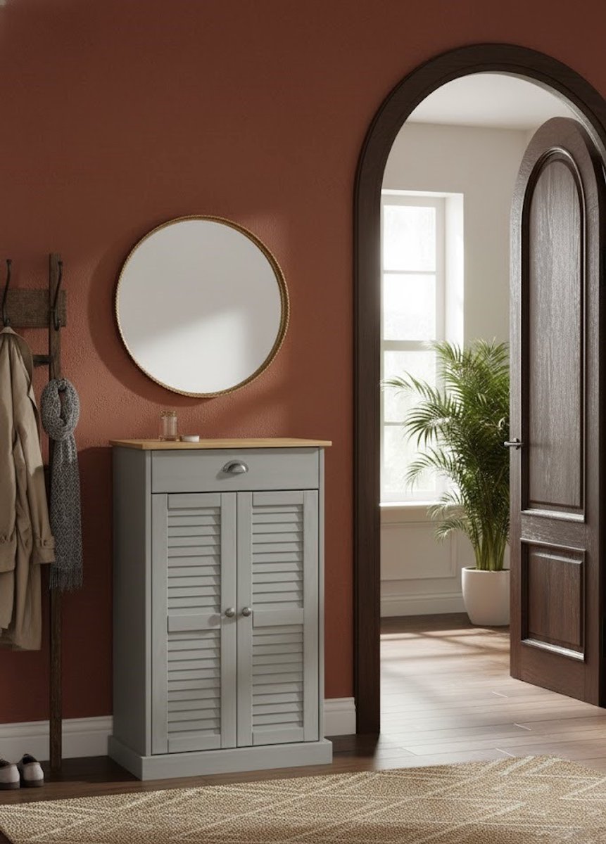 VIGO Premium Massief Kiefer Houten Schoenenkast - Grijs | Ruimtebesparende Kiepdeur Schoenenopberger voor Hal, Gang en Woonkamer | Duurzaam en Stijlvol Schoenenmeubel voor Thuis - Medahomestore (9501936835755)