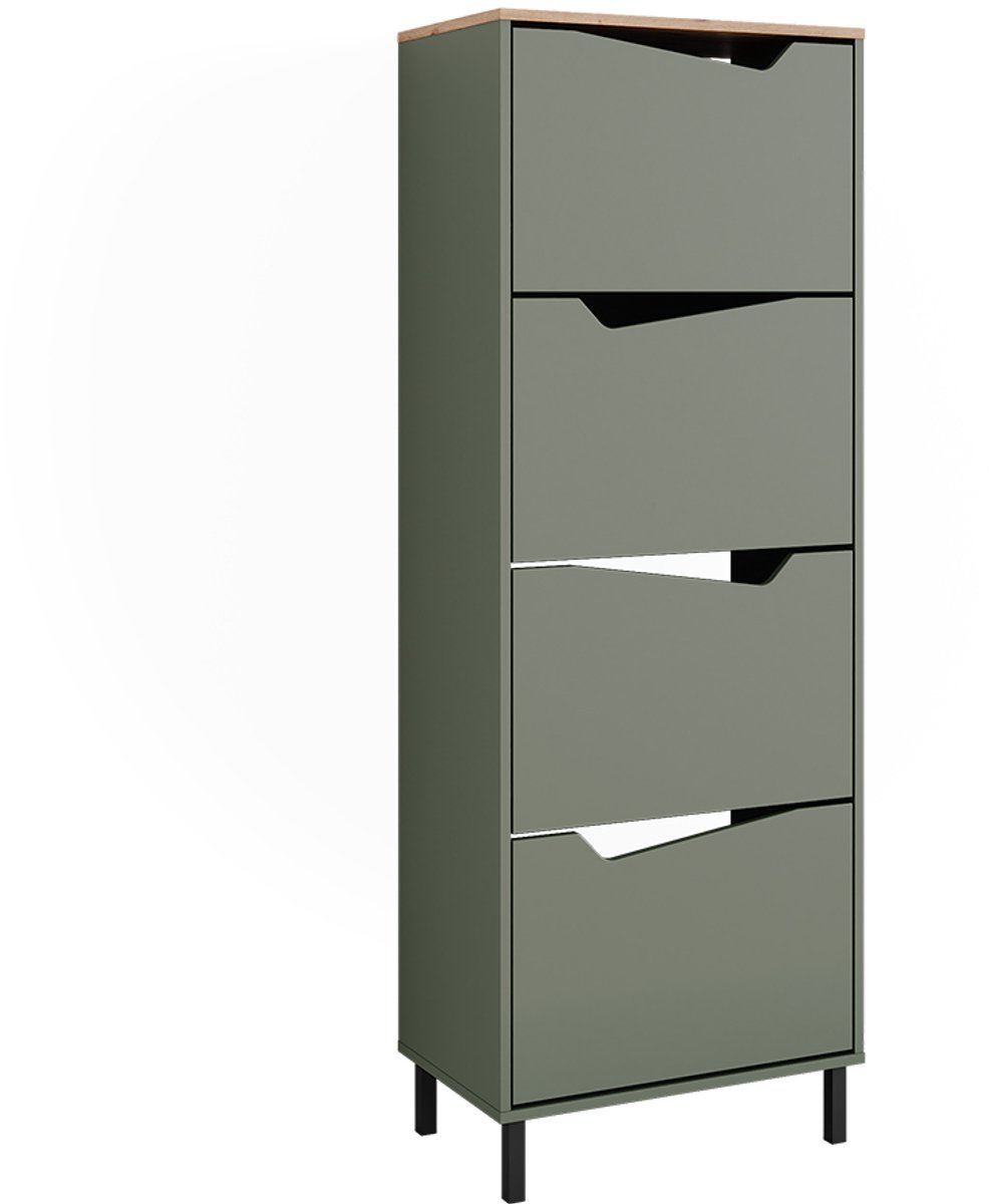 Vicco Marelle Schoenklaprek - 60 x 167.4 cm met 4 compartimenten Groen/Kunstzinnig (4066731526673)