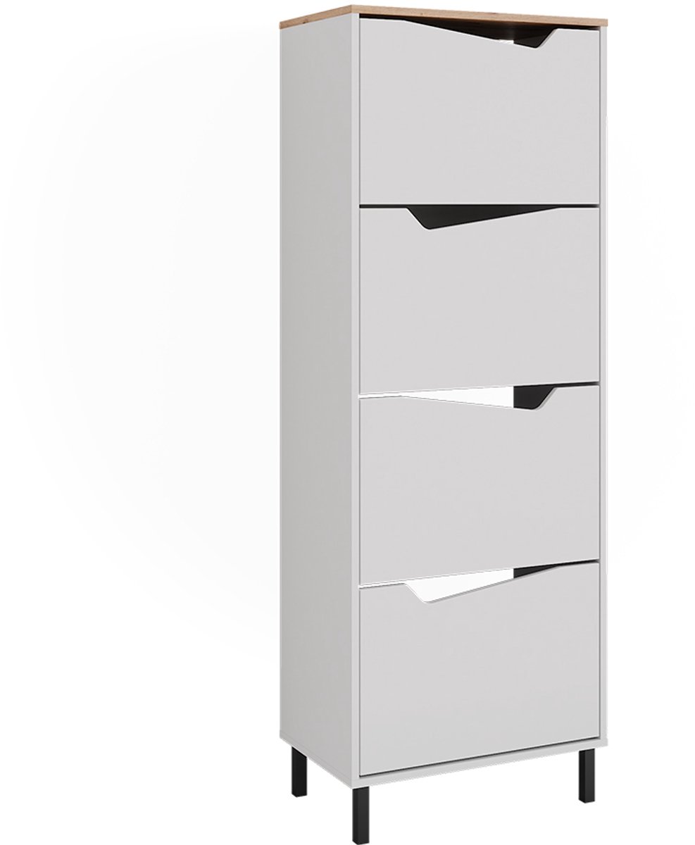 Vicco Marelle Schoenklaprek - 60 x 167.4 cm met 4 compartimenten Wit/Kunstnijverheid (4066731526642)