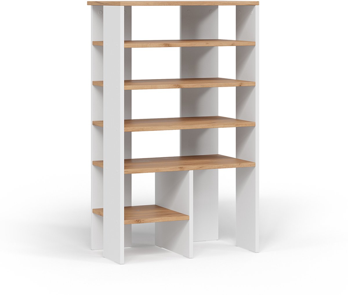 Vicco Marlon Schoenenkast - 60 x 100 cm met 5 compartimenten Eik wit/goud (4066731526338)