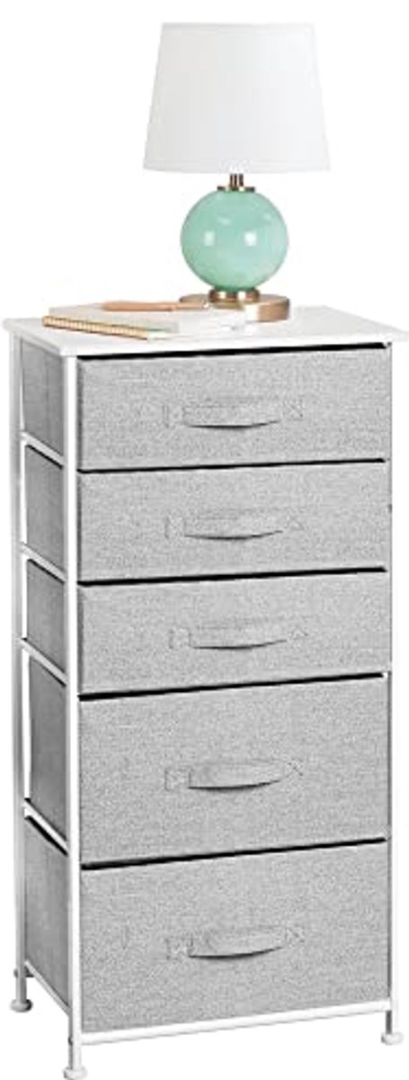 Vijf Lade Kast - Opslagoplossing voor Slaapkamer en Hal - Stabiele Stalen Frame met Houten Top - Multifunctionele Organizer - Grijs (6153946276290)