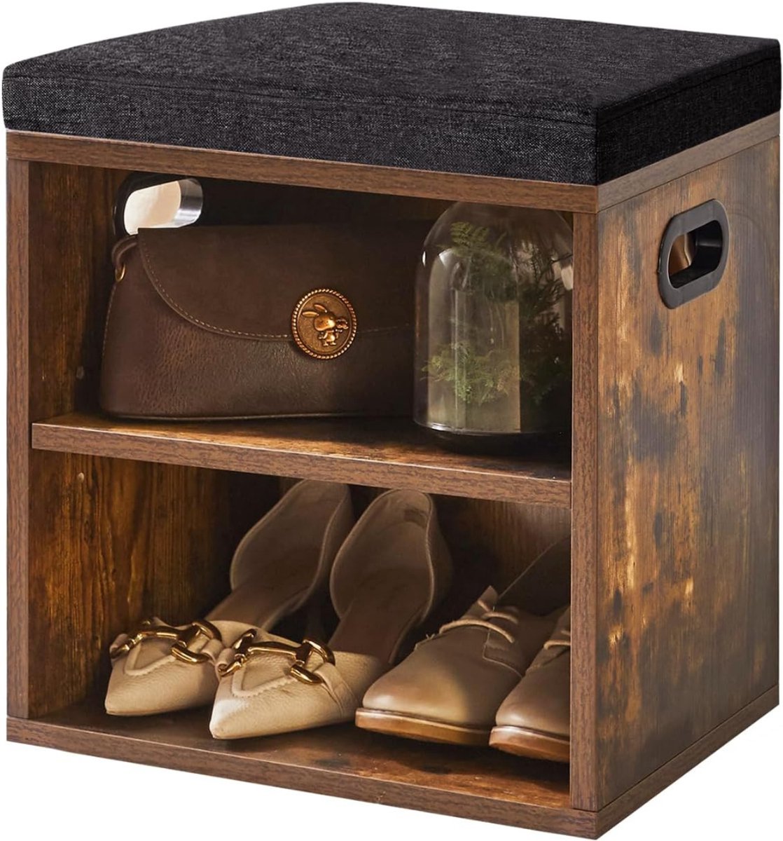 ZRSS® Schoenenbank met Zitkussen - Schoenenrek met Zitbank - Schoenenkast - Halbank - 42x39x28 cm - Bruin (6152120150159)