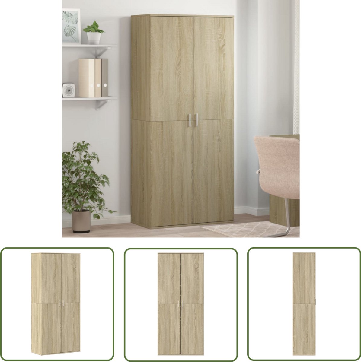 vidaXL Houten Schoenenkast - Schoenenkast - Schoenenkast 80x39x178 cm spaanplaat sonoma eikenkleurig - Sonoma Eiken - Bruine Schoenenkast - Opslagkasten (8721194752057)