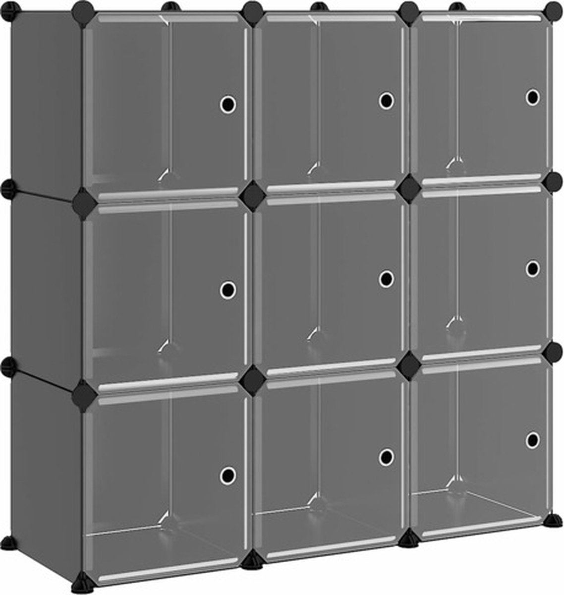 vidaXL - Opbergmeubel - met - 9 - vakken - en - deuren - polypropeen - zwart (8720286849613)