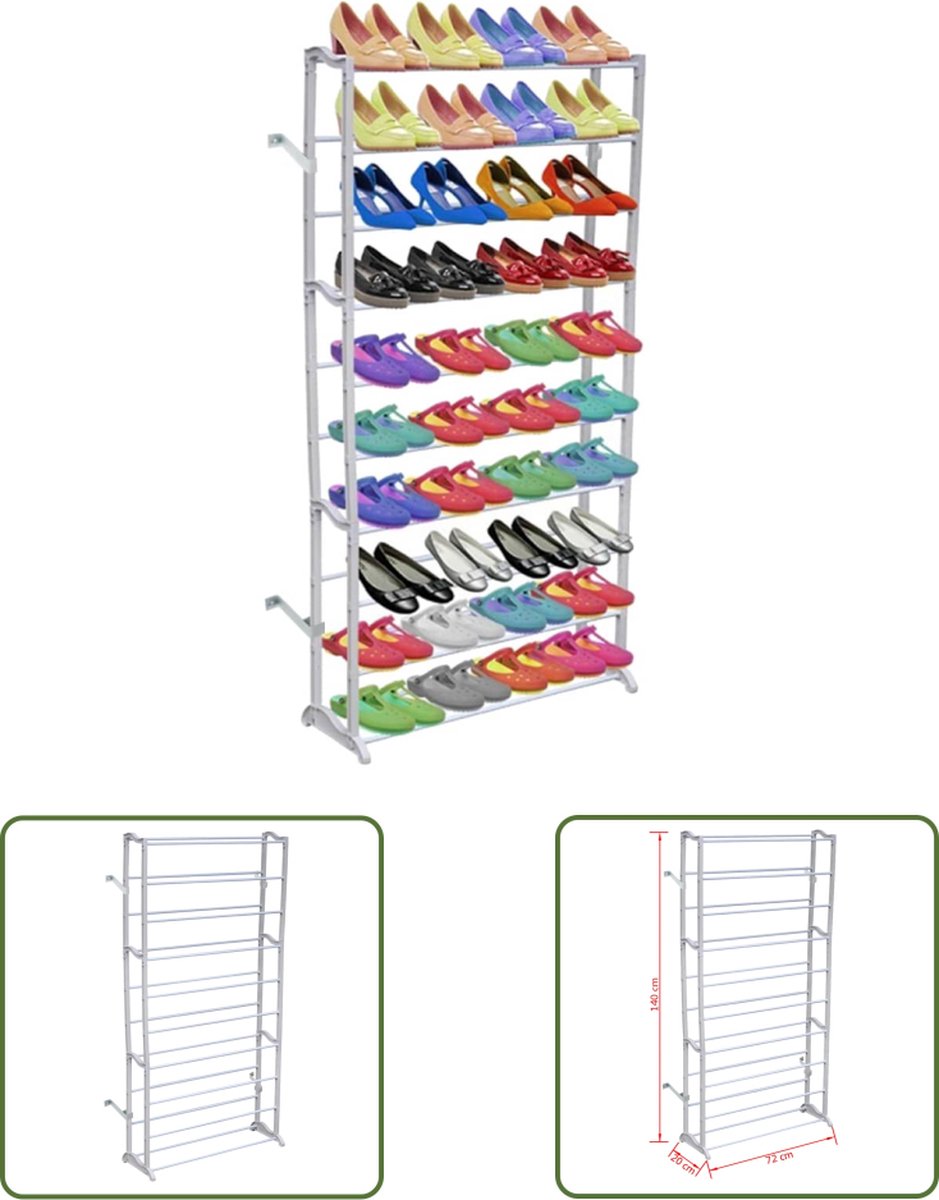 vidaXL Schoenen Organisatie - Schoenenrek - Schoenenrek 10-laags - Schoenen Kast - Entree Meubilair - Opbergruimte (8721031228073)