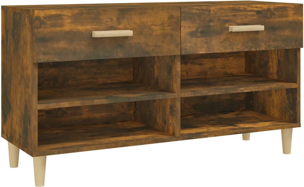 vidaXL - Schoenenkast - 102x35x55 - cm - bewerkt - hout - gerookt - eikenkleurig (8720287086741)