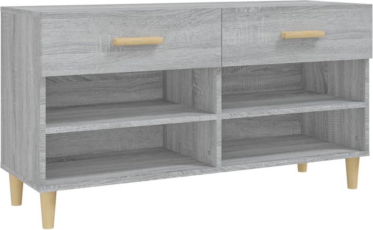 vidaXL - Schoenenkast - 102x35x55 - cm - bewerkt - hout - grijs - sonoma - eikenkleur (8720287086758)