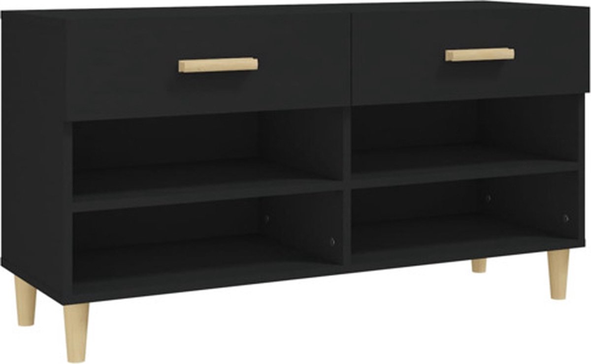 vidaXL - Schoenenkast - 102x35x55 - cm - bewerkt - hout - zwart (8720287083139)