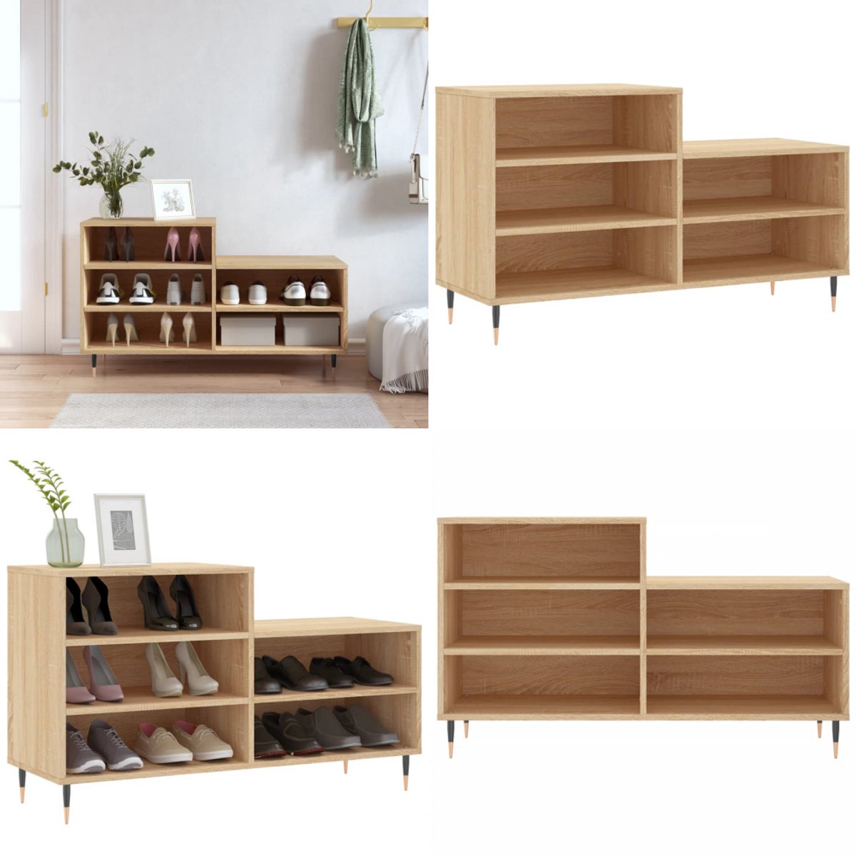 vidaXL Schoenenkast 102x36x60 cm bewerkt hout sonoma eikenkleurig - Schoenenrek - Schoenenrekken - Opbergrek Voor Schoenen - Schoenenstellage (8270144138743)