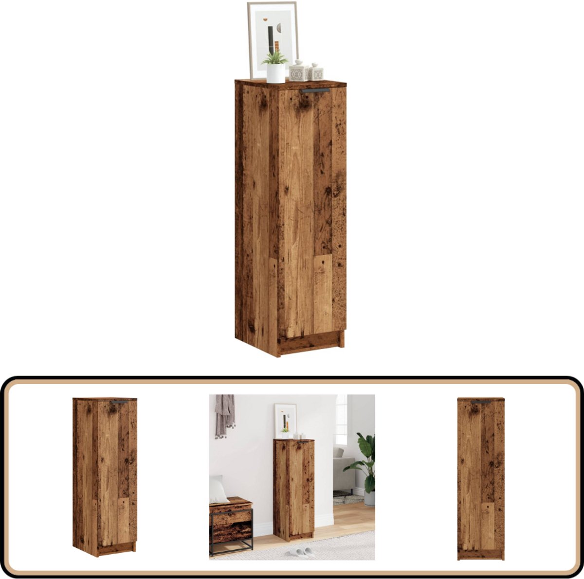 vidaXL Schoenenkast - 29,5x35x100,5 cm - Oud Houtkleur Schoenenkast - Schoenenkasten - Schoenen Kast - Schoenen Rek (8167516712437)