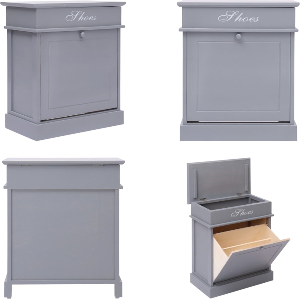 vidaXL - Schoenenkast - 50x28x58 - cm - paulowniahout - grijs (8719883668529)