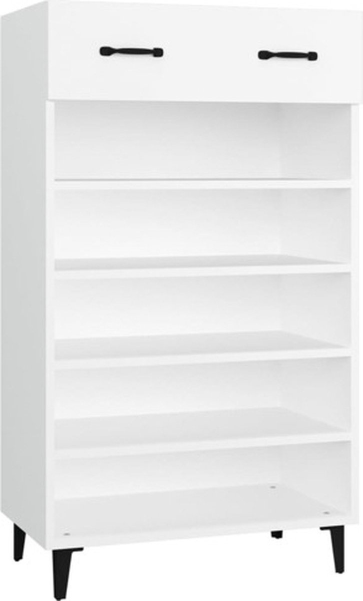 vidaXL - Schoenenkast - 60x35x105 - cm - bewerkt - hout - wit (8720287082972)