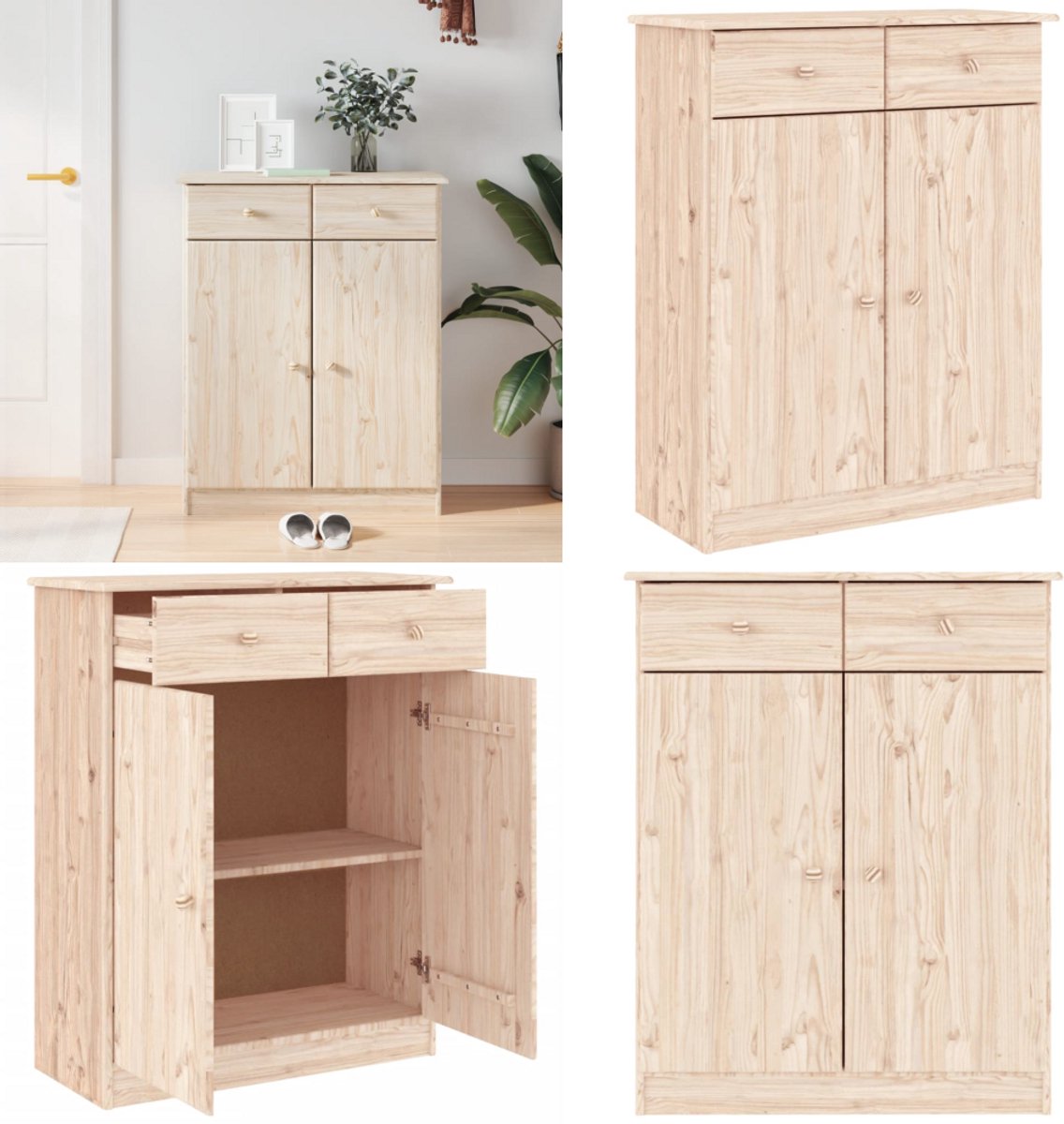 vidaXL Schoenenkast ALTA 77x35x96 cm massief grenenhout - Schoenenkast - Schoenenkasten - Schoenenrek - Schoenenbank (8296823327925)