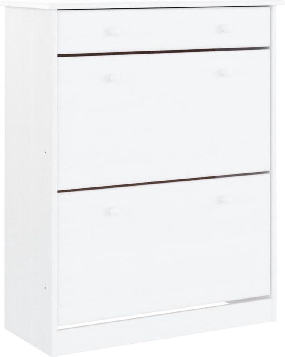 vidaXL - Schoenenkast - ALTA - 77x35x96 - cm - massief - grenenhout - wit (8720845886585)