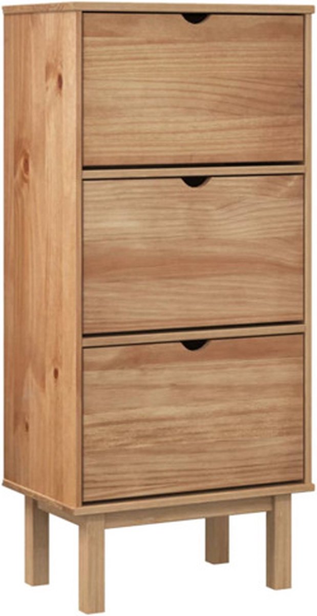 vidaXL - Schoenenkast - OTTA - 3 - lades - massief - grenenhout (8720845602147)