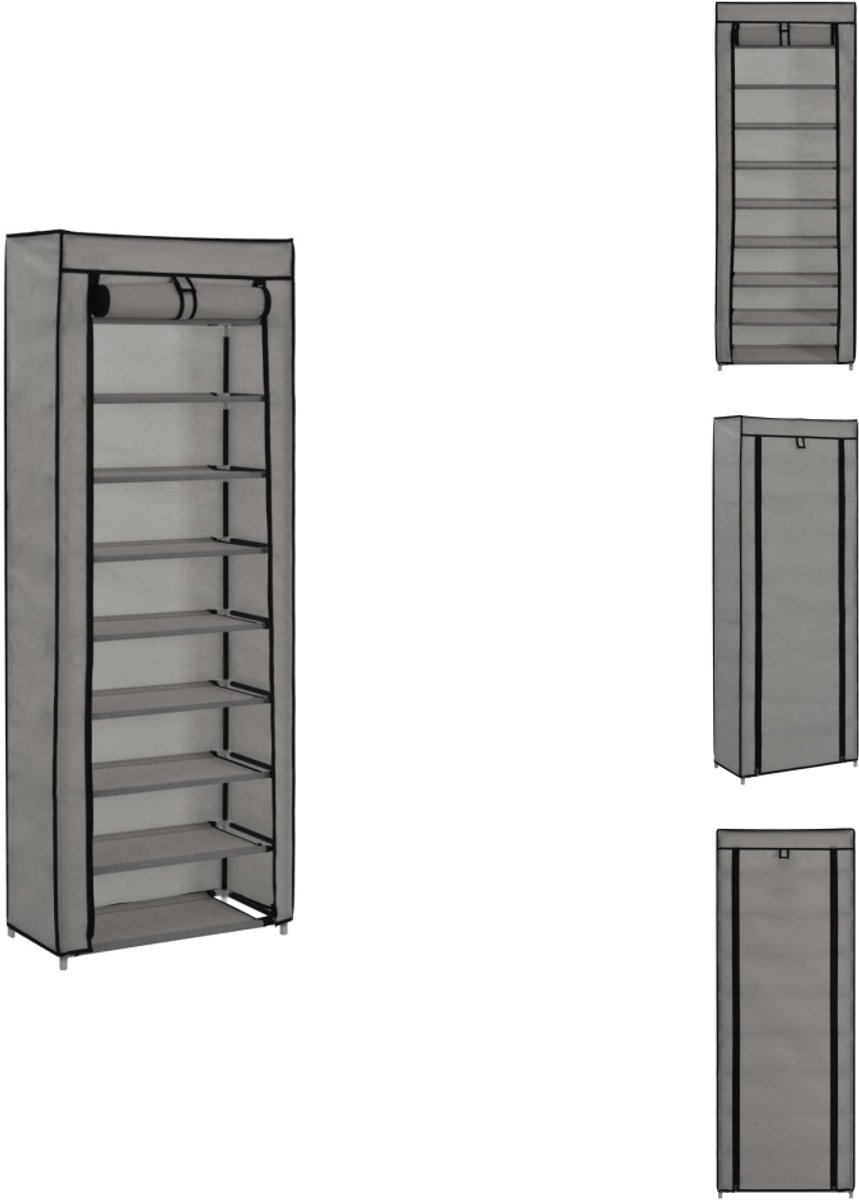 vidaXL Schoenenkast - Schoenenkasten - Schoenen Kast - Schoenen Kasten - Schoenenkast met hoes 57x29x162 cm stof grijs (8721032942336)