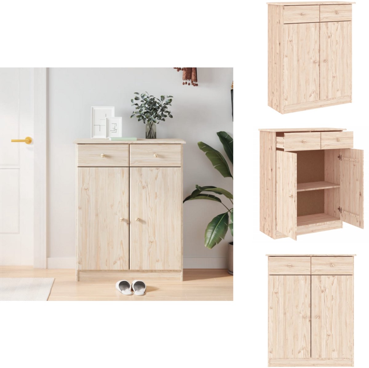 vidaXL Schoenenkast - Schoenenkasten - Schoenenrek - Schoenenbank - Schoenenkast ALTA 77x35x96 cm massief grenenhout (8083963903672)