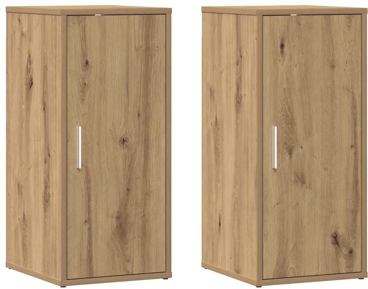 vidaXL - Schoenenkasten - 2 - st - 32x35x70 - cm - bewerkt - hout - artisanaal - eiken (8721158556097)