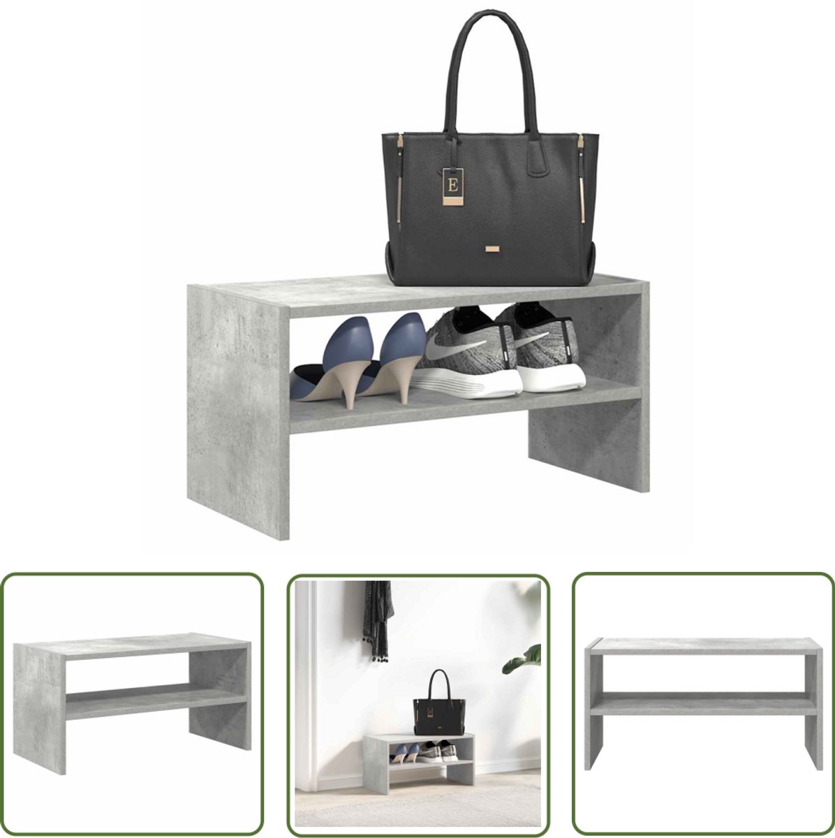 vidaXL Schoenenopbergers - Schoenenrek - Schoenenrek stapelbaar 60x30x30,5 cm betongrijs - Entree Organisatie - Hal Organisator - Stapelsysteem (8012520137670)