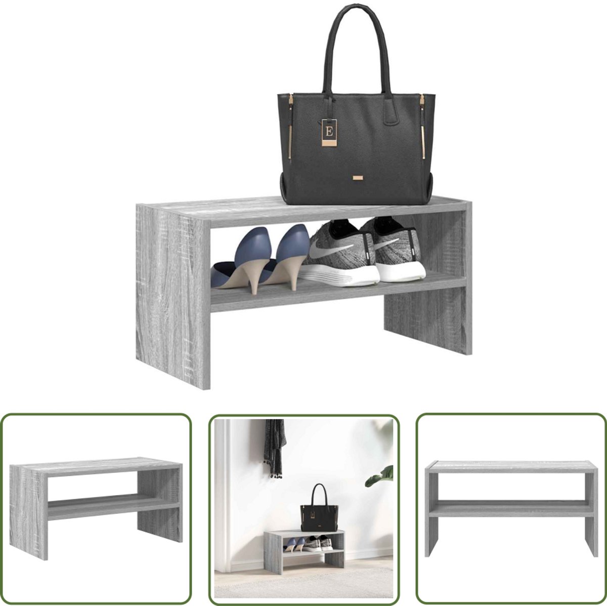 vidaXL Schoenenopbergers - Schoenenrek - Schoenenrek stapelbaar 60x30x30,5 cm grijs sonoma eikenkleurig - Houten Schoenenrek - Stapelbaar Schoenenrek - Grijze Schoenenkast (8025340880886)