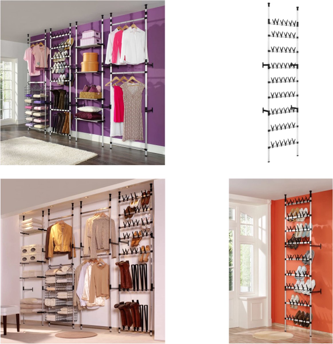 vidaXL Schoenenrek met stangen telescopisch aluminium - Schoenenrek - Schoenenrekken - Telescopisch Schoenenrek - Telescopische Schoenenrekken (8721115471272)