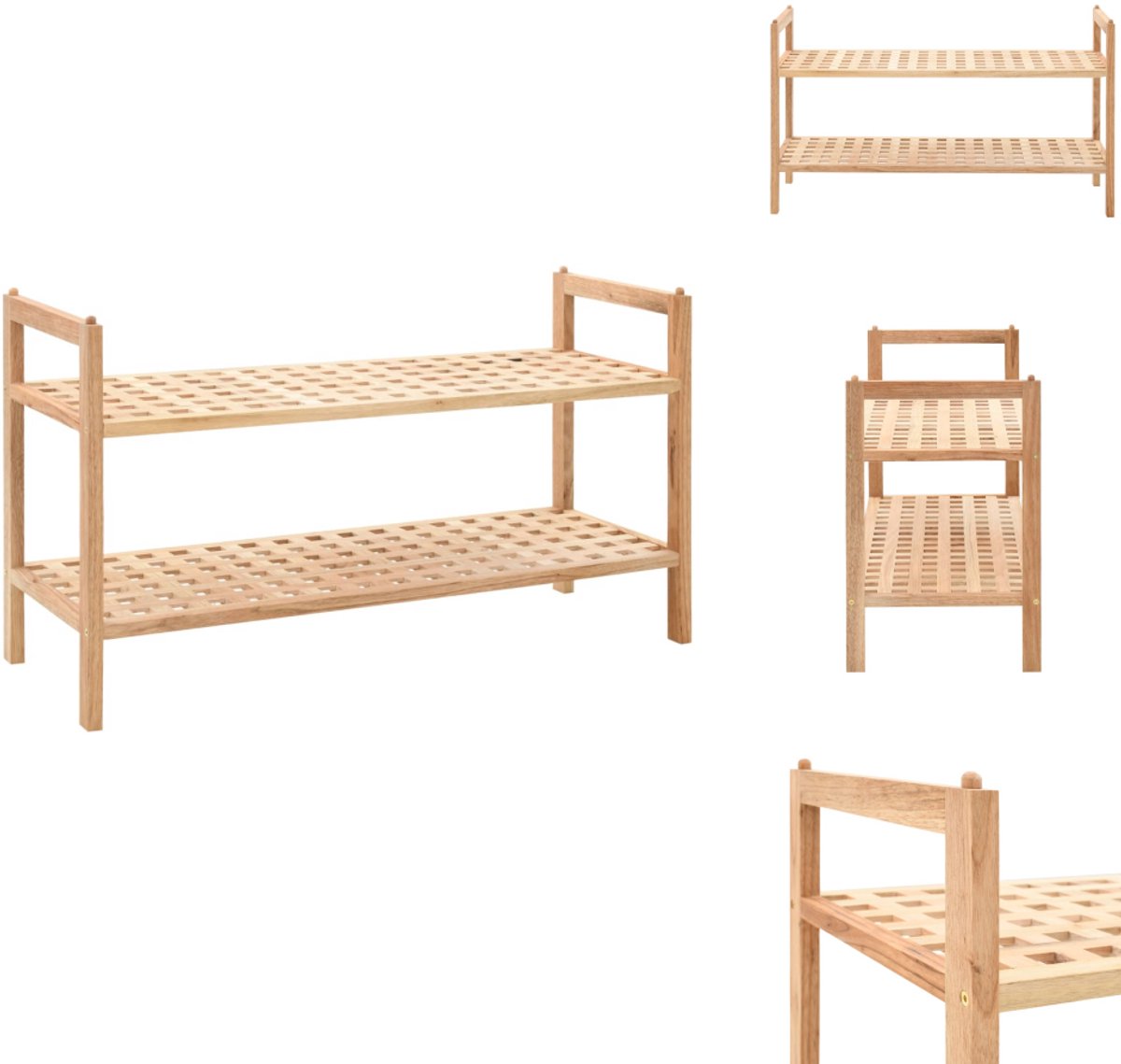 vidaXL Schoenrek - Schoenrekken - Schoenorganiser - Schoenorganisers - Schoenenrek 69x26x40 cm massief walnotenhout (8721096942945)