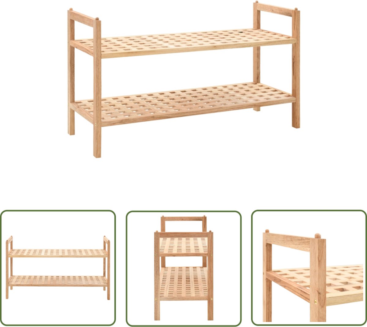 vidaXL Walnotenhout - Schoenenrek - Schoenenrek 69x26x40 cm massief walnotenhout - Houten Schoenenrek - Schoenuitlegers - Kastjes (8721032233472)